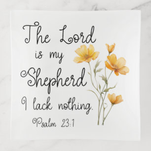 Psalm 23:1 The Lord is my Shepherd Yellow Flower Trinket Tray