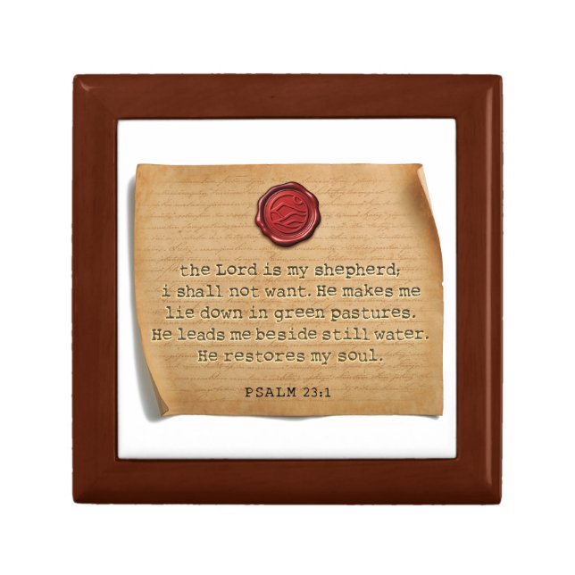 Psalm 23:1 Wood Keepsake Box (Front)