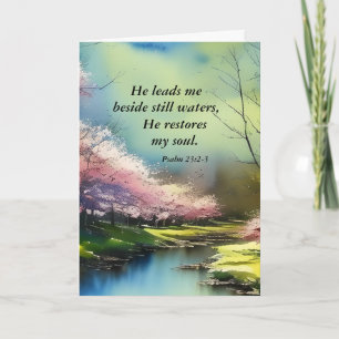 Psalm 23:2-3 He restores my soul Bible Verse Card