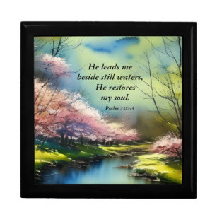 Psalm 23:2-3 He restores my soul Bible Verse  Gift Box