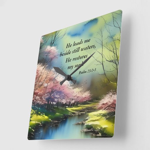 Psalm 2323 He restores my soul Bible Verse Square Wall Clock Zazzle