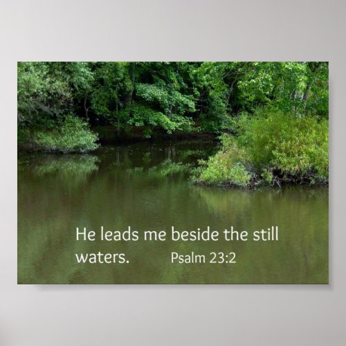 Psalm 232 He leads me beside the still waters Poster
