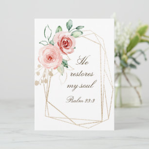 Psalm 23:3 He Restores my Soul Bible Roses Card