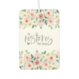 Psalm 23:3 He Restores my Soul Bible Verse & Roses Air Freshener