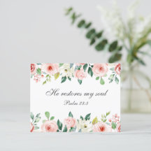 Psalm 23:3 He Restores my Soul Bible Verse & Roses