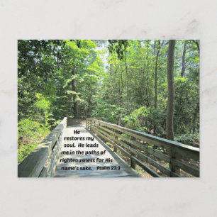 Psalm 23:3 He restores my soul, He leads me in the Postcard