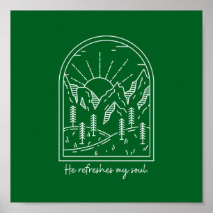 Psalm 23 3 Refreshes Soul Christian Bible Verse Poster