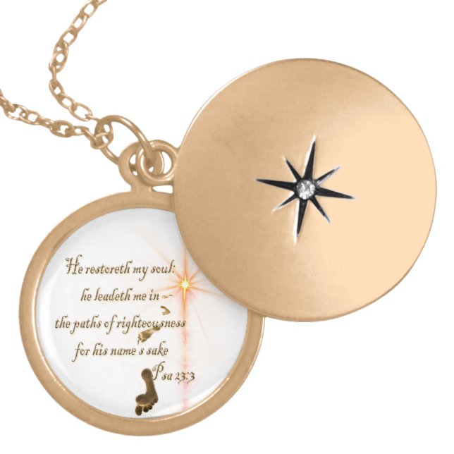Psalm 23.3 The Lord is my Shepard Locket Necklace (Front)