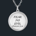 Psalm 23:4  Bible Verse Necklace<br><div class="desc">The bible verse necklace is from Psalm 23:4 perfect way to share your faith in God.  As it reads 'FEAR NO EVIL".</div>