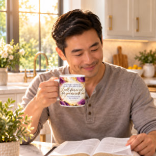 Psalm 23:4 Christian Purple Marble Scripture Giant Coffee Mug