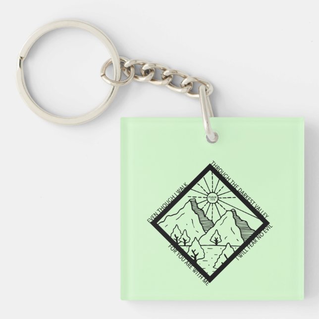 Psalm 23 4 Fear No Evil Christian Bible Verse Keychain (Front)
