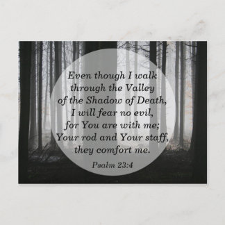 Psalm 23:4 I will Fear No Evil Bible Verse Memory Postcard