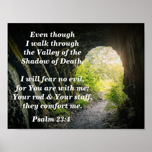 Psalm 234 I will Fear No Evil Bible Verse Poster