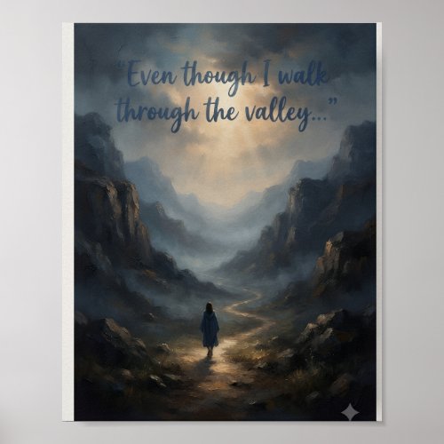 Psalm 23:4 Scripture Poster |Christian Wall Art