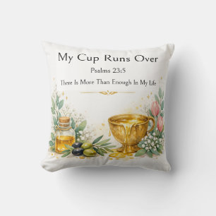 Psalm 23:5 Bible Verse, Inspirational Scripture Throw Pillow