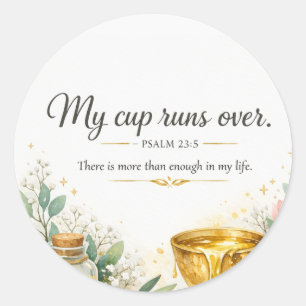 Psalm 23:5 Bible Verse, Messianic Jewish Decor Classic Round Sticker