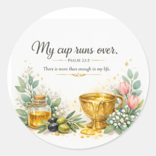 Psalm 23:5 Bible Verse, Messianic Jewish Decor Classic Round Sticker