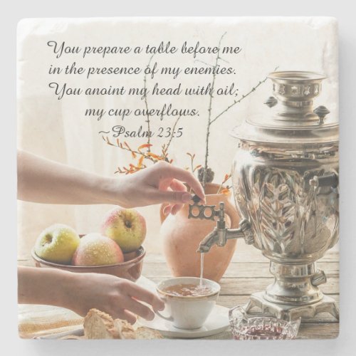 Psalm 235 You prepare a table before me Bible Stone Coaster