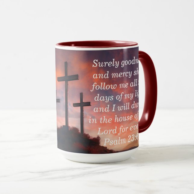 Psalm 23:6 Custom Scripture Faith Coffee Mug (Front Right)
