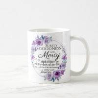 Psalm 23:6 Inspirational Bible Verse Purple Floral