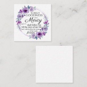 Psalm 23:6 Inspirational Bible Verse Purple Floral Note Card