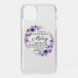 Psalm 23:6 Inspirational Bible Verse Purple Floral Speck iPhone 11 Case