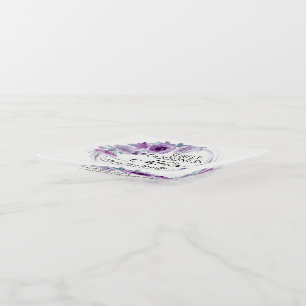 Psalm 23:6 Inspirational Bible Verse Purple Floral Trinket Tray