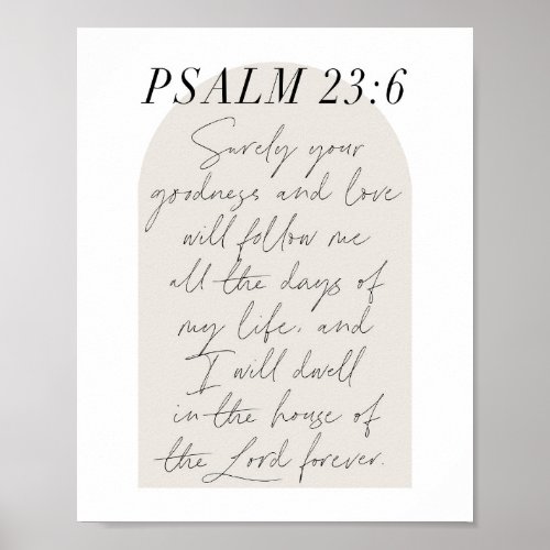 Psalm 236 Minimal Boho Beige Arch Script Poster