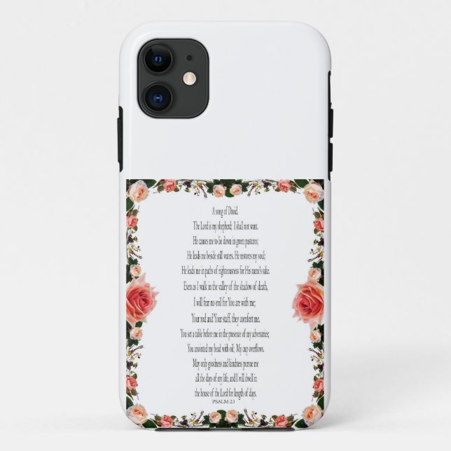 Psalm 23, A Song of David, Floral iPhone case  (Back)