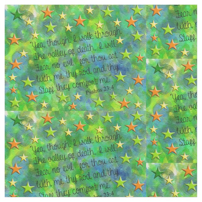Psalm 23 Artsy Green  Fabric (Close Up)