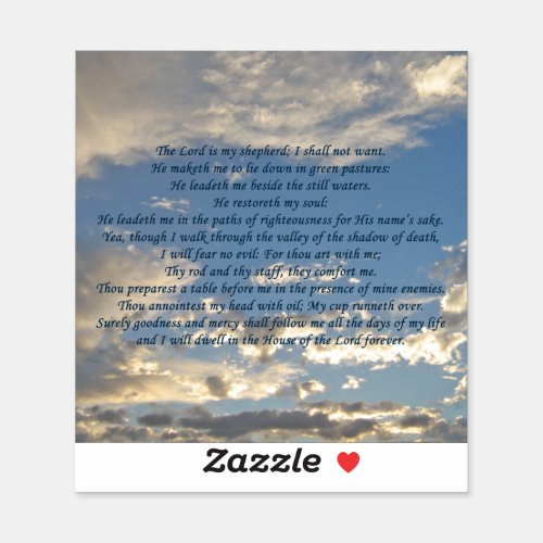 Psalm 23 Beautiful Bible Verse Christian Blue Sky Sticker