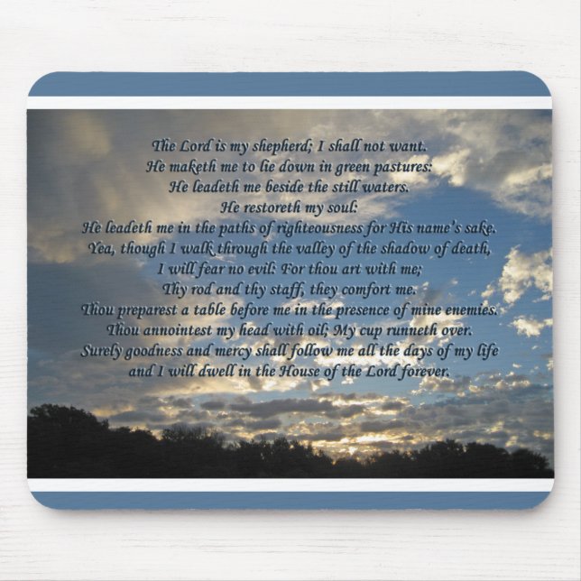 Psalm 23 Beautiful Bible Verse Christian Mouse Pad (Front)