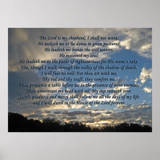 Psalm 23 Beautiful Bible Verse Christian Poster | Zazzle.com