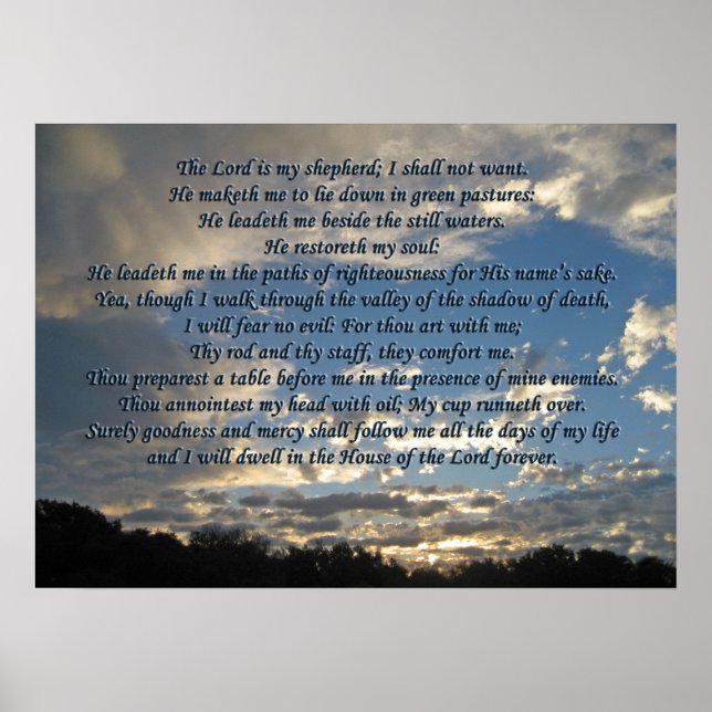 Psalm 23 Beautiful Bible Verse Christian Poster (Front)