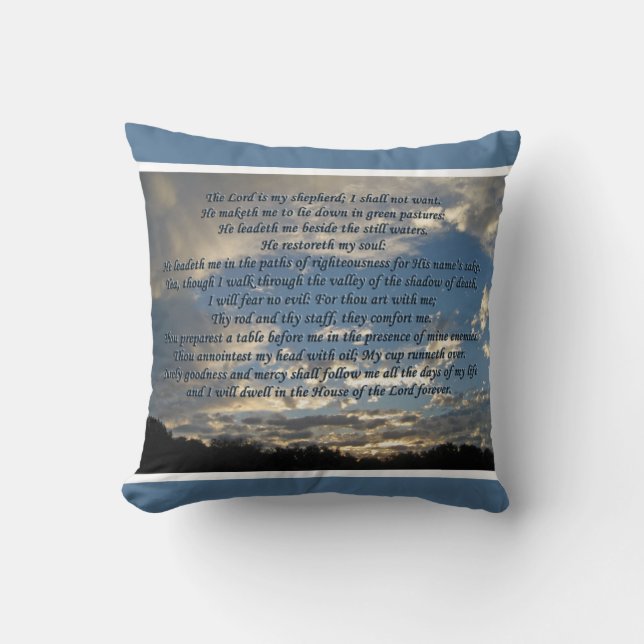 Psalm 23 Beautiful Bible Verse Christian Throw Pillow (Front)
