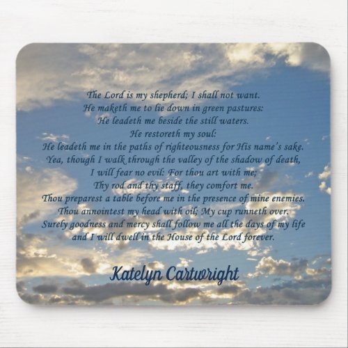 Psalm 23 Beautiful Bible Verse Custom Christian Mouse Pad