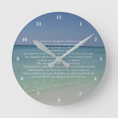 Psalm 23 Beautiful Christian Beach House Religious Round Clock