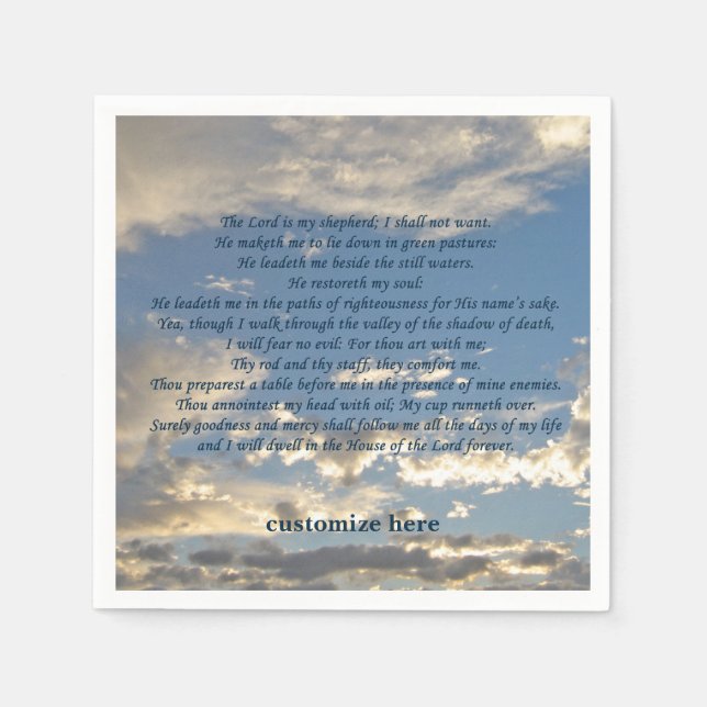 Psalm 23 Beautiful Christian Bible Verse Custom Napkins (Front)