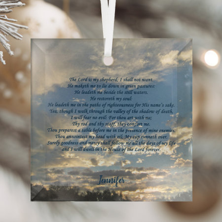 Psalm 23 Beautiful Christian Custom Christmas Glass Ornament