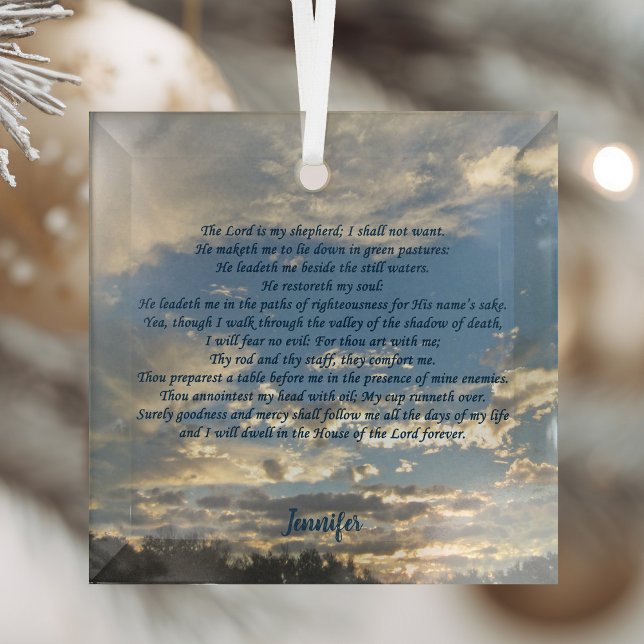 Psalm 23 Beautiful Christian Custom Christmas Glass Ornament (Creator Uploaded)