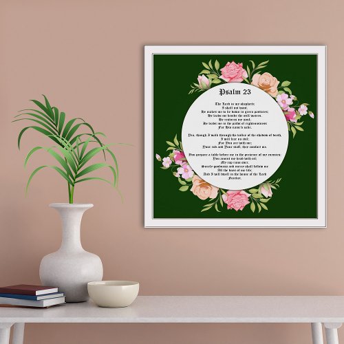 Psalm 23 Bible Scripture on Green Gicle Poster