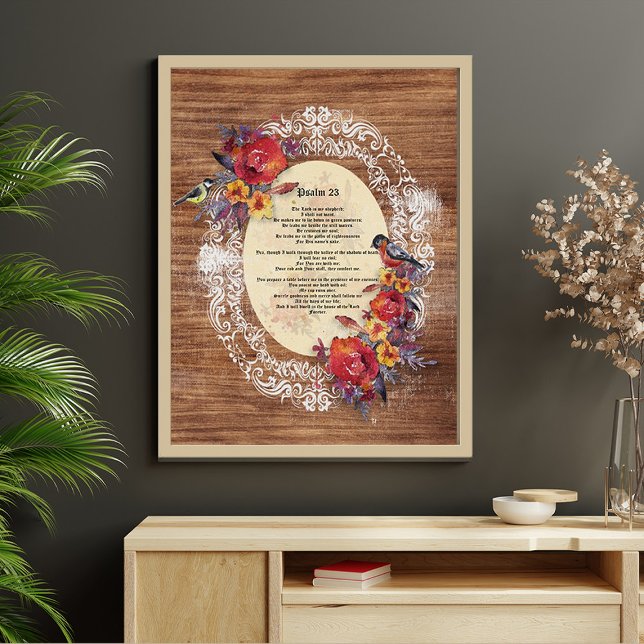 Psalm 23 Bible Scripture Text Distressed Wood  Poster (Creator Uploaded)