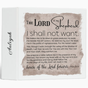 Psalm 23 Bible Scripture Vintage Paper 3 Ring Binder