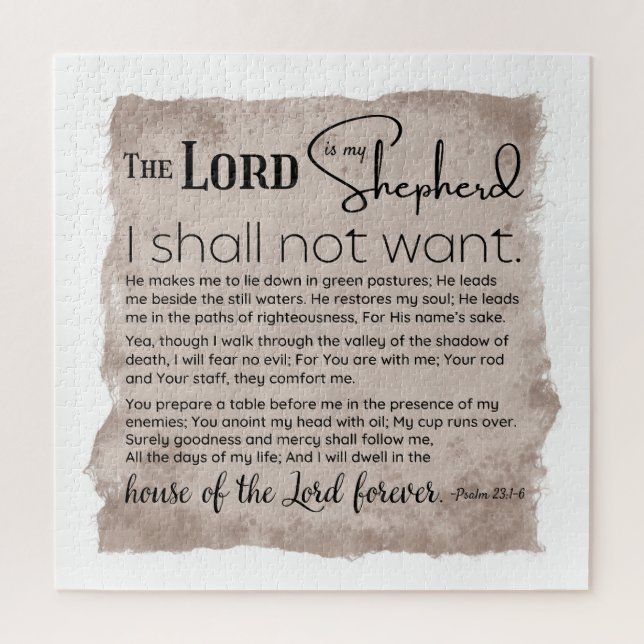 Psalm 23 Bible Scripture Vintage Paper Jigsaw Puzzle (Vertical)
