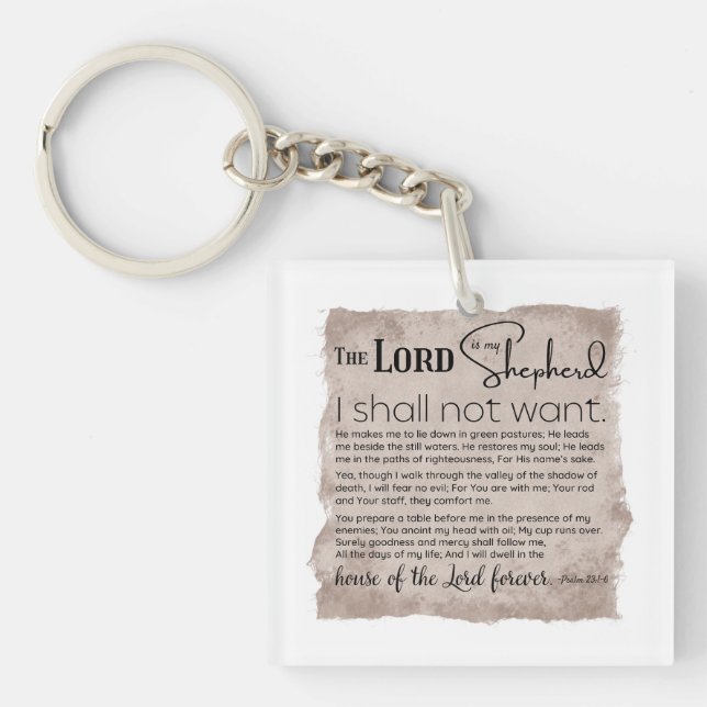 Psalm 23 Bible Scripture Vintage Paper Keychain (Front)