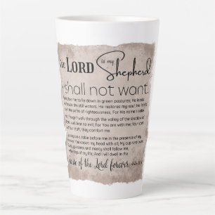 Psalm 23 Bible Scripture Vintage Paper Latte Mug