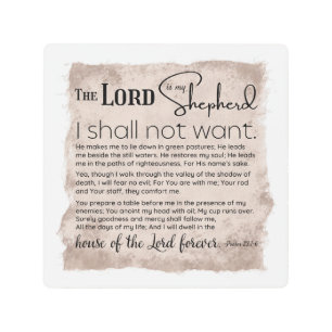 Psalm 23 Bible Scripture Vintage Paper Metal Print