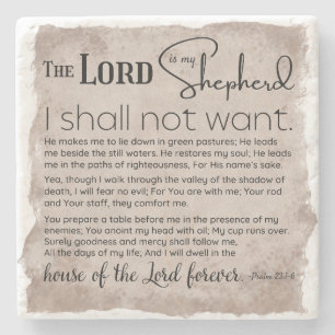 Psalm 23 Bible Scripture Vintage Paper Stone Coaster