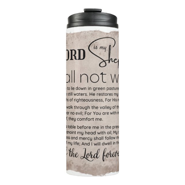 Psalm 23 Bible Scripture Vintage Paper Thermal Tumbler (Front)