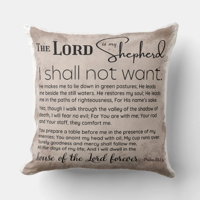 Psalm 23 Bible Scripture Vintage Paper Throw Pillow (Front)